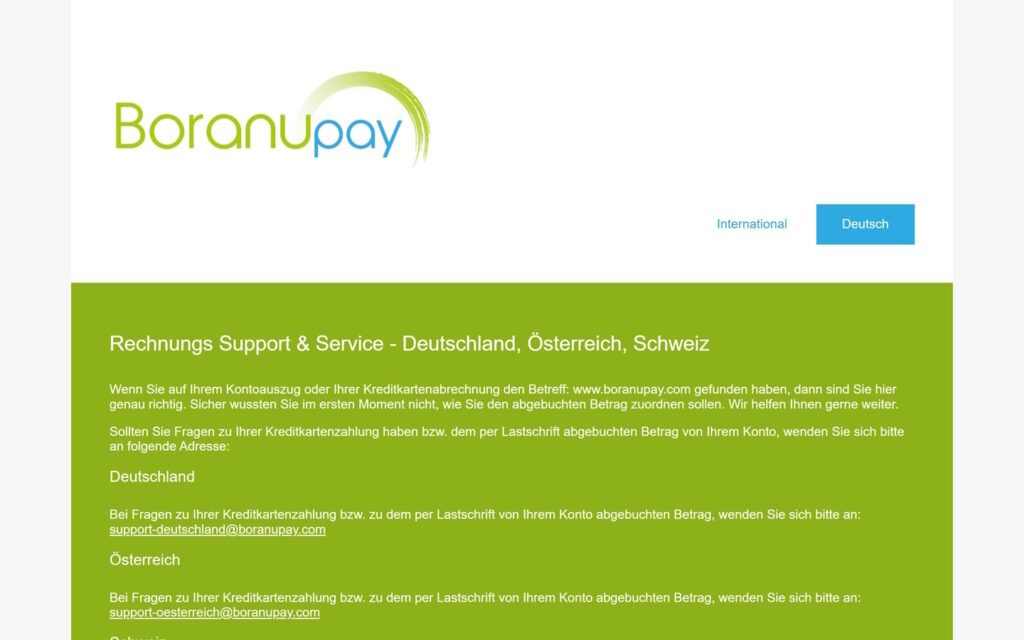 Boranu Online BV Betreiber Webseite