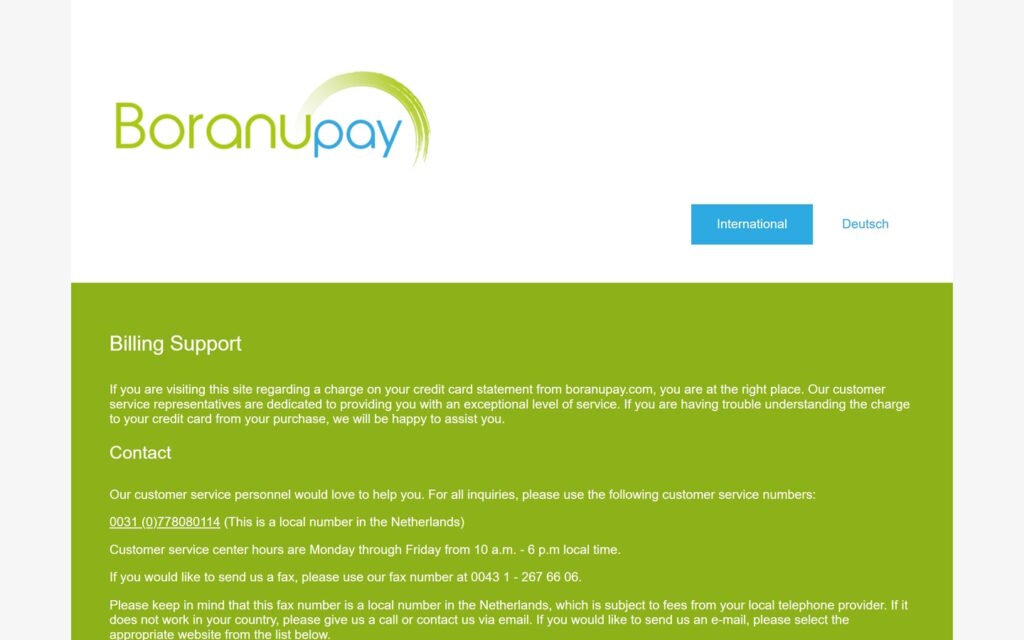 Boranu Online BV company website